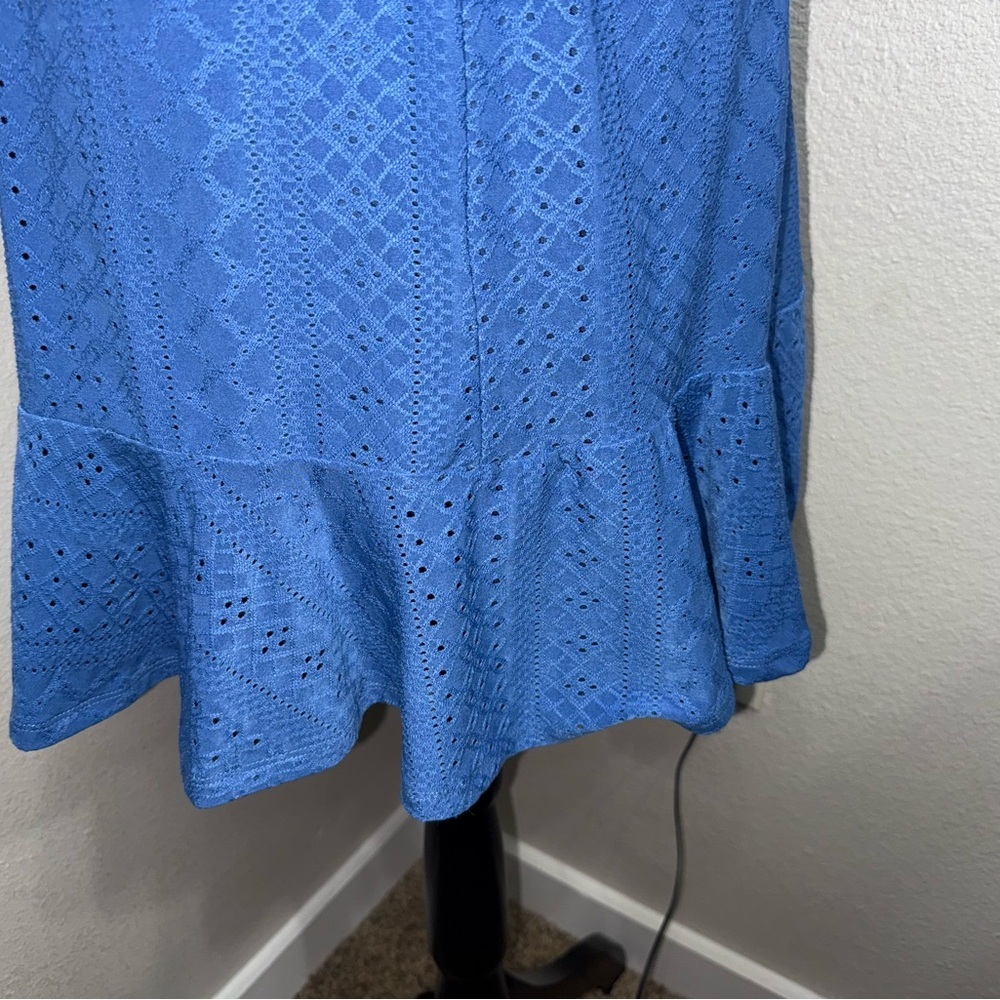 BCBGeneration Blue Eyelet Ruffle Mini Dress Cottagecore Coquette-‎ Medium - Picture 7 of 9